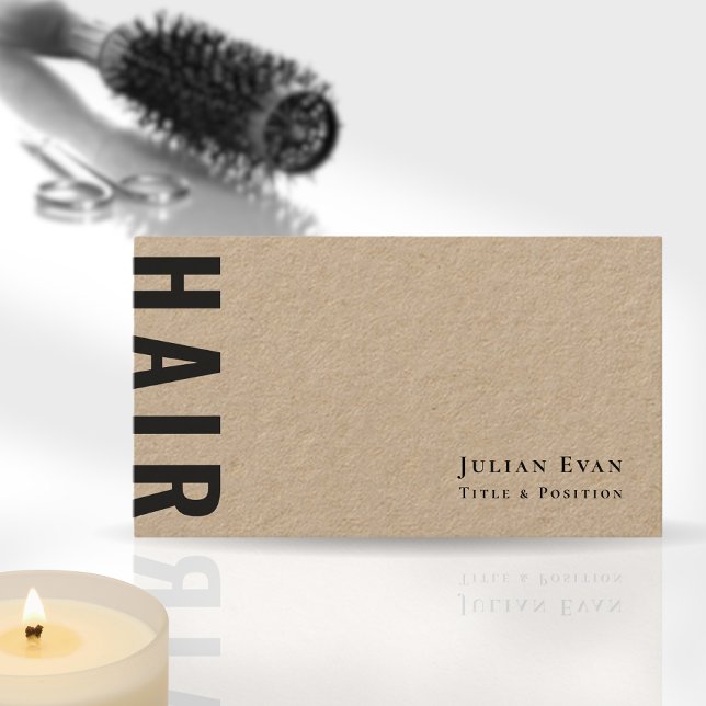 Modern Kraft Hair Stylist Business Card (Creator Uploaded)