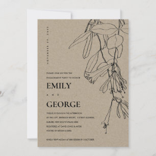 MODERN KRAFT LINE DRAWING FLORAL ENGAGEMENT INVITE