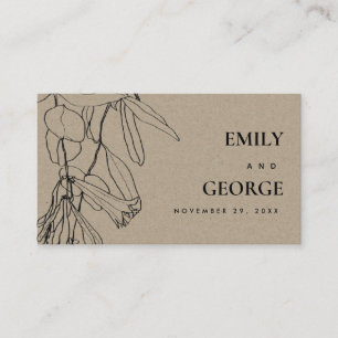 MODERN KRAFT LINE DRAWING FLORAL WEDDING WEBSITE BUSINESS CARD