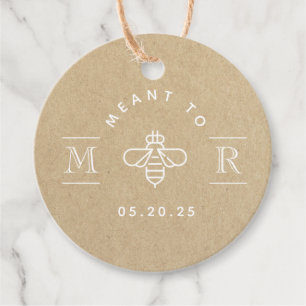 Modern Kraft Meant to Bee Wedding Honey Favour Tags