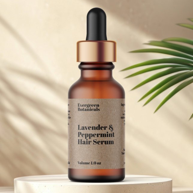 Modern Kraft Paper Cosmetics Dropper Bottle Label (Creator Uploaded)