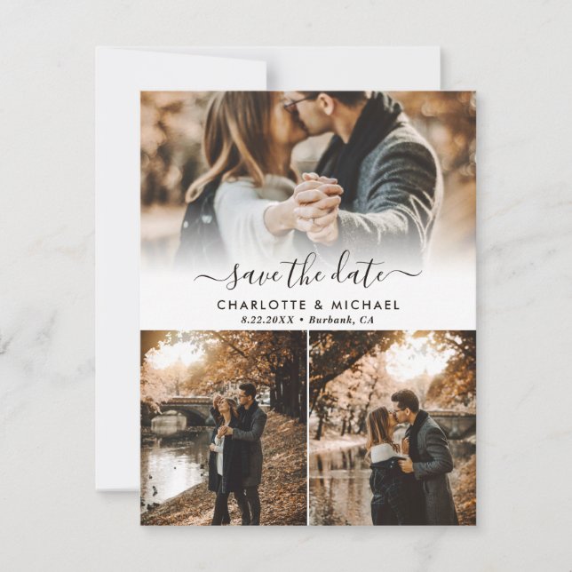 Modern Kraft Paper Wedding Photo Announcement (Front)
