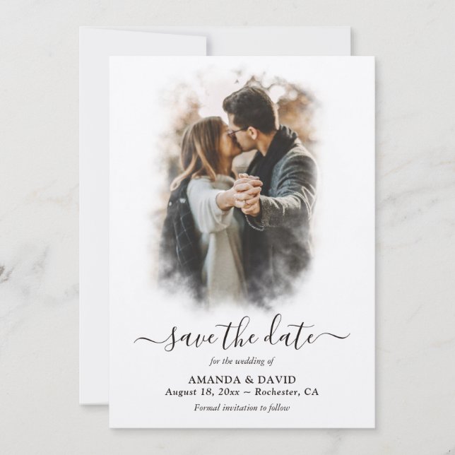 Modern Kraft Paper Wedding Photo Save The Date (Front)