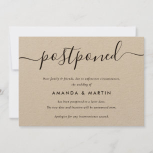 Modern Kraft Paper Wedding Postponement Announcement