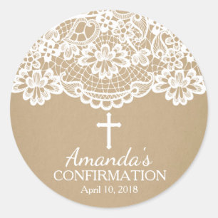 Modern Kraft Vintage Lace Confirmation Sticker