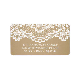 Modern Kraft & Vintage Lace Return Address Label