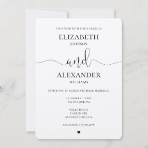 Modern kraft wedding invitation. Simple invite