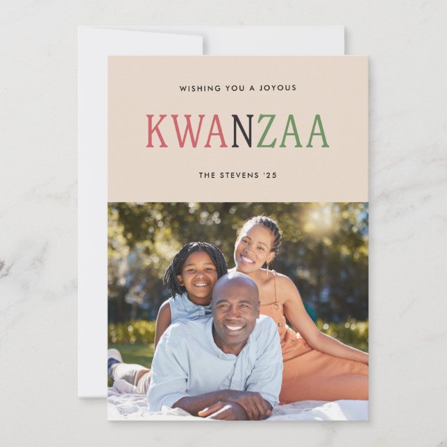 Modern Kwanzaa Typography 1-Photo Holiday Card (Front)