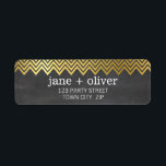 MODERN LABEL chevron pattern gold foil chalkboard<br><div class="desc">NOTE - the gold foil image is a printed picture Adhere to the back of your envelopes as a classy, personalised return address label. Setup as a template it is simple for you to add your own details, or hit the customise button and you can add or change text, fonts,...</div>