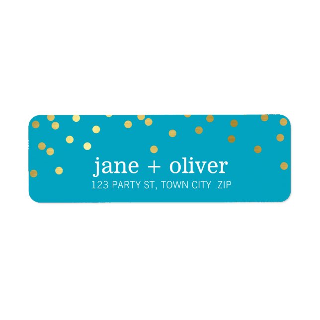 MODERN LABEL cute confetti spots gold turquoise (Front)