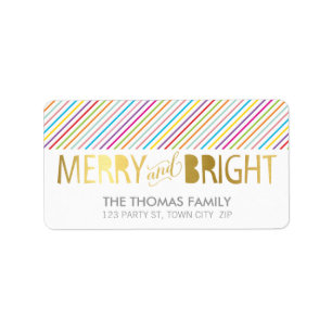 MODERN LABEL merry & bright bold gold foil colour