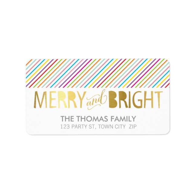 MODERN LABEL merry & bright bold gold foil colour (Front)