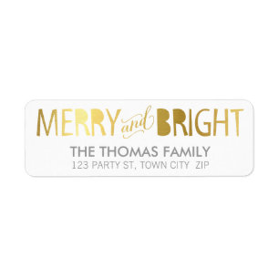 MODERN LABEL merry & bright bold gold foil grey