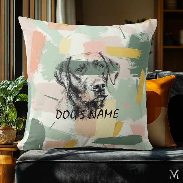 Modern Labrador Portrait – Abstract Brushstroke Cushion (Creator Uploaded)