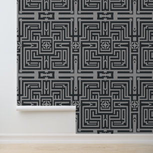 Modern Labyrinth: Sleek Geometric Art Deco Wallpaper