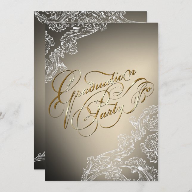 Modern Lace and Calligraphy Graduation Invitation (Front/Back)