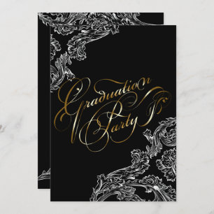 Modern Lace and Calligraphy Graduation Invitation