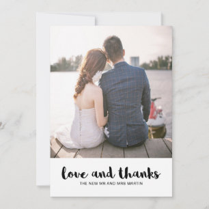 Modern Lace Wedding Love and Thanks Photo Thank You Card