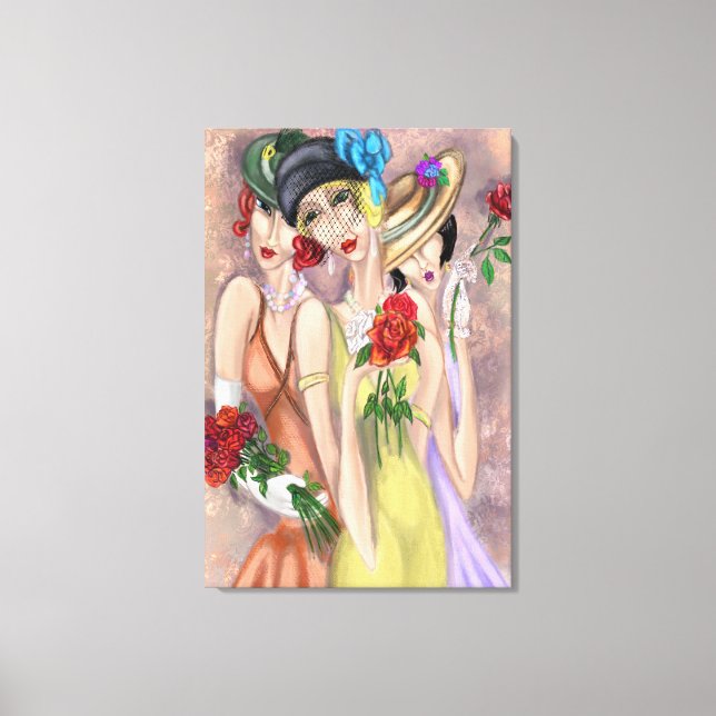 Modern Ladies with Roses Canvas Print (Front)