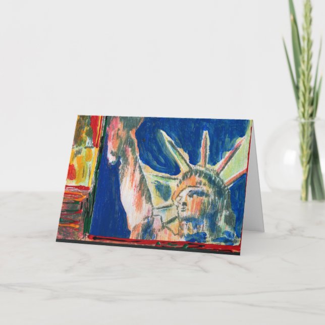 Modern Lady Liberty Watercolor Colourful postcard (Front)
