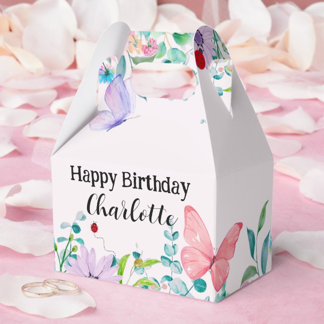 Modern Ladybug Butterfly colourful flower Birthday Favour Box (Wedding)