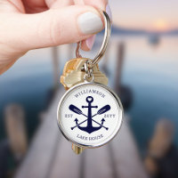 Modern Lake House Family Name Nautical Navy Blue