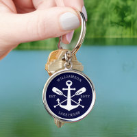 Modern Lake House Family Name Nautical Navy Blue