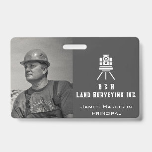 Modern Land Surveyor Business Photo ID Badge