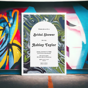 Modern Landscape Abstract Artistic Bridal Shower Invitation
