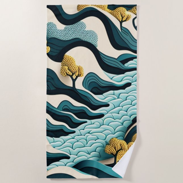 Modern Landscape Beach Towel (Front)