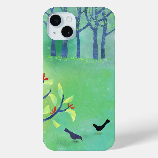 Modern Landscape Bird and Trees Case-Mate iPhone Case (Back)