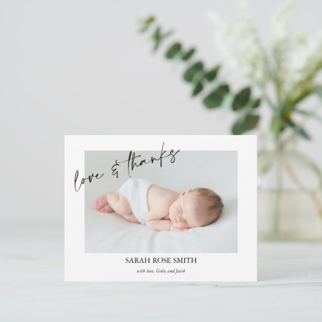 Modern Landscape Calligraphy Birth Announcement Postcard (Standing Front)
