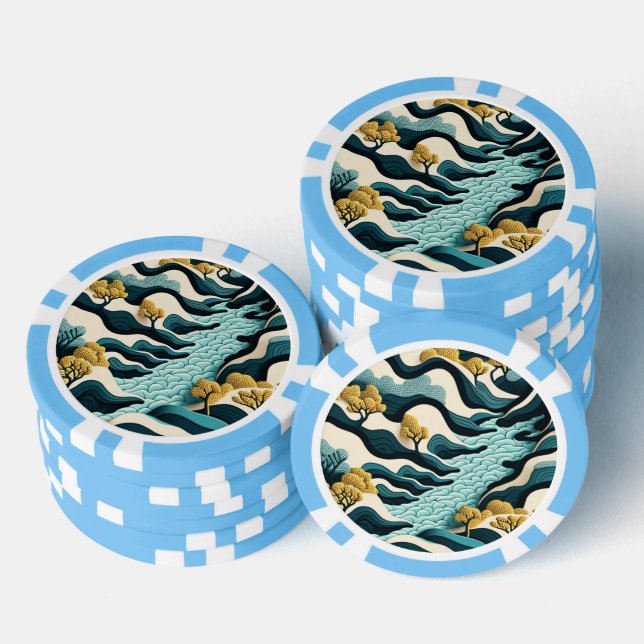 Modern Landscape Poker Chips (Stack)
