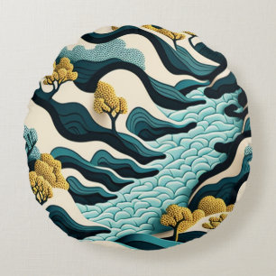 Modern Landscape Round Cushion