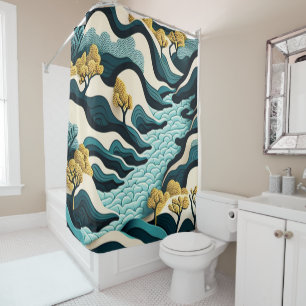 Modern Landscape Shower Curtain