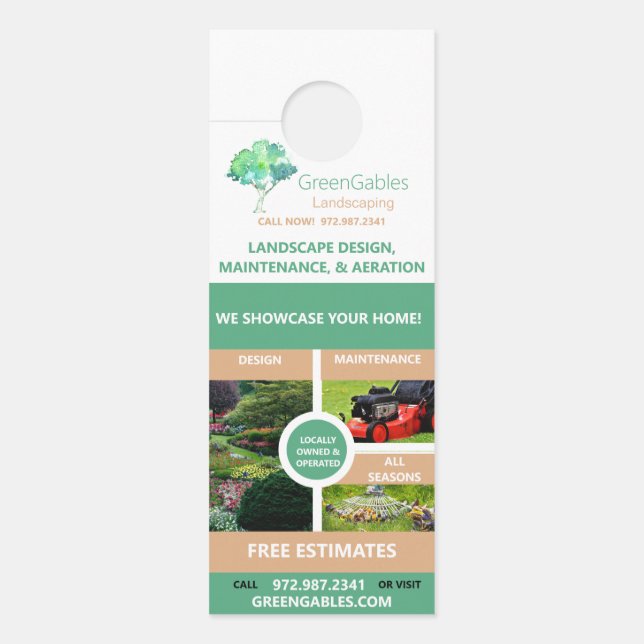 Modern Landscaping and Lawn Care Multiphoto Door Hanger (Front)