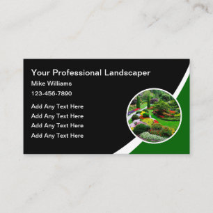 Modern Landscaping Business Cards With Emblem
