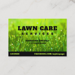 *~* Modern Landscaping Green Grass Lawn Care Business Card