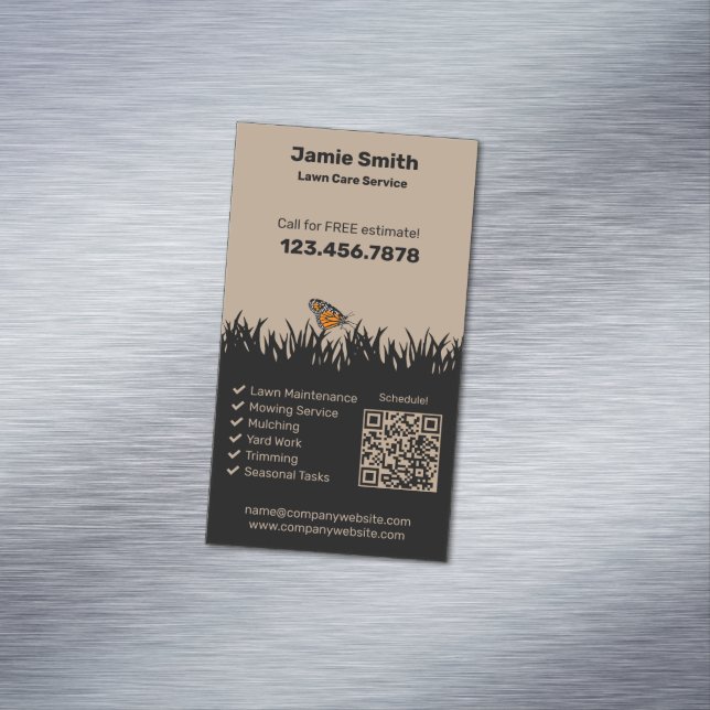 Modern Landscaping - Lawn Care Magnetic Business Card (In Situ)