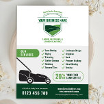 Modern Landscaping Lawn Mowing Marketing Flyer<br><div class="desc">Create professional marketing flyers for your Lawn Mowing & Landscaping business using this modern white and green lawn care business 8.5"x11" leaflet design. Featuring space for your business name or logo, a list of services and contact details as well as a special offer. You can edit all text, colors, layout...</div>