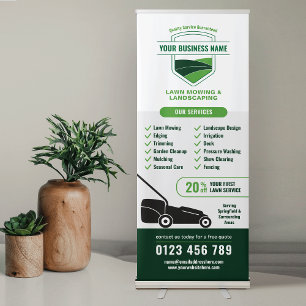 Modern Landscaping Lawn Mowing Marketing Retractable Banner