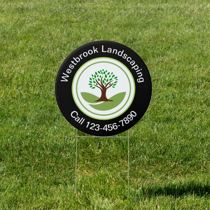 Modern Landscaping Services Round Yard Signs Zazzle.co.uk