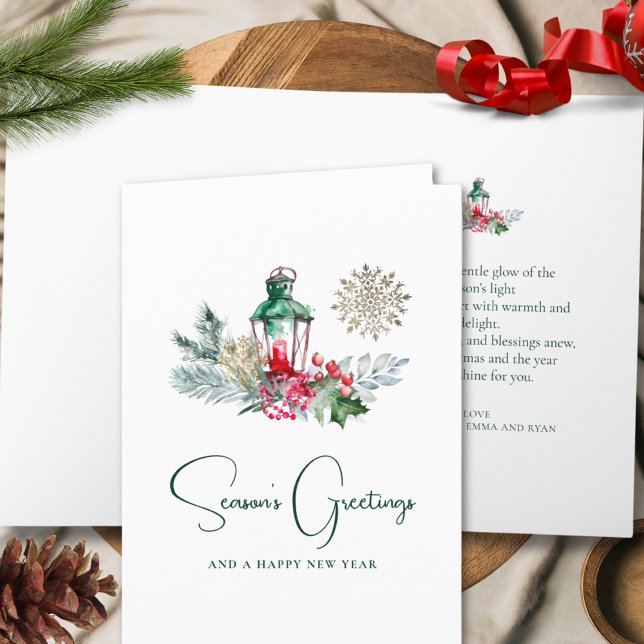 Modern Lantern Minimalist Script Merry Christmas Holiday Card (Creator Uploaded)