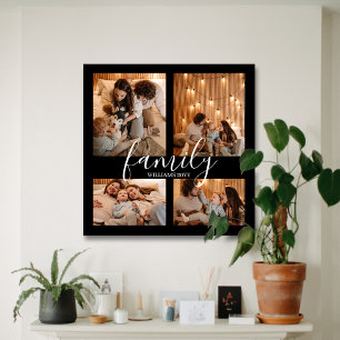 Modern Large 4 Photo Family Collage Canvas Print