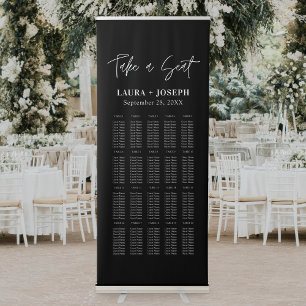 Modern Large Black and White Wedding Seating Chart Retractable Banner