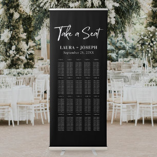 Modern Large Black and White Wedding Seating Chart Retractable Banner