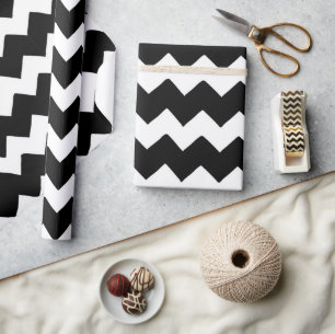 Modern Large Black & White Chevron Valentine's Day Wrapping Paper