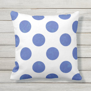 Modern Large Blue Polka Dot Throw Pillow