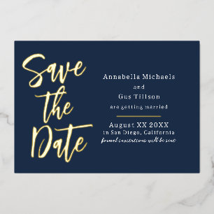 Modern Large Font on Navy Blue Save the Date