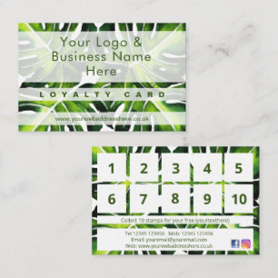 Modern large green palm leaf design Loyalty Business Card